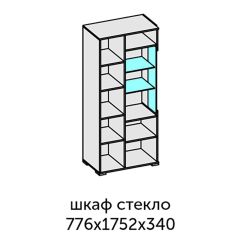 Аллегро-10 Шкаф 2дв. (со стеклом) (дуб крафт золотой-камень темный) в Ялуторовске - yalutorovsk.mebel24.online | фото 2