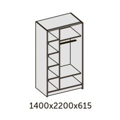 ИННЭС-5 Шкаф-купе 2-х дв. 1400 (2 дв. Ф3 - венге вст. экокожа коричневый) в Ялуторовске - yalutorovsk.mebel24.online | фото 2