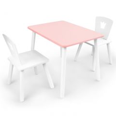 Комплект детской мебели стол и два стула Корона  (Розовый/Белый/Белый) в Ялуторовске - yalutorovsk.mebel24.online | фото