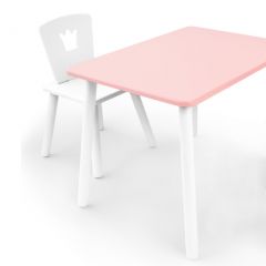 Комплект детской мебели стол и стул Корона (Розовый/Белый/Белый) в Ялуторовске - yalutorovsk.mebel24.online | фото
