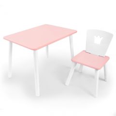 Комплект детской мебели стол и стул Корона (Розовый/Розовый/Белый) в Ялуторовске - yalutorovsk.mebel24.online | фото