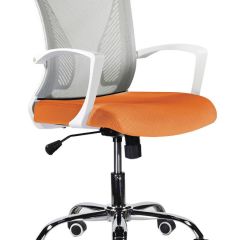 Кресло BRABIX "Wings MG-306", пластик белый, хром, сетка, серое/оранжевое, 532011 в Ялуторовске - yalutorovsk.mebel24.online | фото