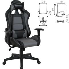 Кресло компьютерное BRABIX "GT Racer GM-100" (черное/серое) 531926 в Ялуторовске - yalutorovsk.mebel24.online | фото 2