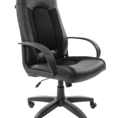 Кресло офисное BRABIX "Strike EX-525" (экокожа черная, ткань черная) 531381 в Ялуторовске - yalutorovsk.mebel24.online | фото