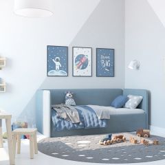 Кровать-диван Leonardo 160*70 (Голубой) + боковина в Ялуторовске - yalutorovsk.mebel24.online | фото 5