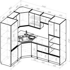 Кухонный гарнитур Ноктюрн оптима 1800х2400 мм в Ялуторовске - yalutorovsk.mebel24.online | фото 2