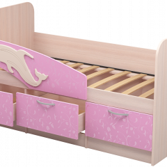 Кровать Дельфин 1,6 (Дуб молочный/фасад - Ламарти розовый) в Ялуторовске - yalutorovsk.mebel24.online | фото