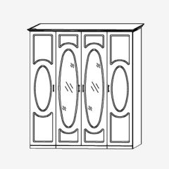 Прованс-2 Шкаф 4-х дверный с 2 зеркалами (Итальянский орех/Груша с платиной черной) в Ялуторовске - yalutorovsk.mebel24.online | фото