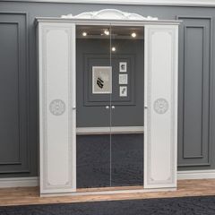 Шкаф 4-х дверный с зеркалами (12.244) Грация (белый/серебро) в Ялуторовске - yalutorovsk.mebel24.online | фото