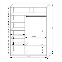 Шкаф-купе 1500 серии NEW CLASSIC K2+K2+B2+PL2(2 ящика+1 штанга+1 полка) профиль «Капучино» в Ялуторовске - yalutorovsk.mebel24.online | фото 3