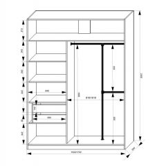 Шкаф-купе 1500 серии NEW CLASSIC K4+K4+B2+PL4 (2 ящика+F обр. штанга) профиль «Капучино» в Ялуторовске - yalutorovsk.mebel24.online | фото 3