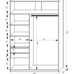 Шкаф-купе 1600 серии SOFT D1+D3+B2+PL1 (2 ящика+1штанга) профиль «Графит» в Ялуторовске - yalutorovsk.mebel24.online | фото 4