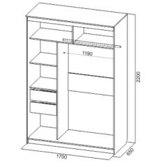 Шкаф-купе №19 Серия 3 Квадро (1700) Ясень Анкор светлый в Ялуторовске - yalutorovsk.mebel24.online | фото 4