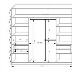 Шкаф-купе 2150 серии NEW CLASSIC K4+K4+K4+B22+PL4(по 2 ящика лев/прав+F обр.штанга) профиль «Капучино» в Ялуторовске - yalutorovsk.mebel24.online | фото 3