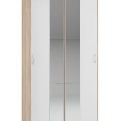 Шкаф-купе Бассо 1.0 (Дуб Сонома/Белый) 2 двери 2 зеркальные вставки в Ялуторовске - yalutorovsk.mebel24.online | фото 1