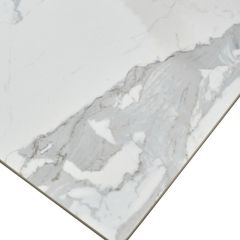 Стол CREMONA 140 HIGH GLOSS STATUARIO Белый мрамор глянцевый, керамика/ белый каркас, ®DISAUR в Ялуторовске - yalutorovsk.mebel24.online | фото 5