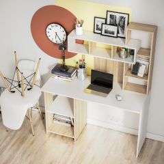 Стол компьютерный Олимп (дуб сонома/белый) в Ялуторовске - yalutorovsk.mebel24.online | фото 2