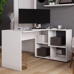 Стол компьютерный угловой СКМУ-4 Белый в Ялуторовске - yalutorovsk.mebel24.online | фото