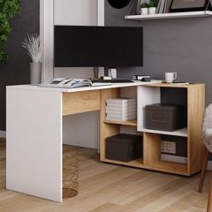 Стол компьютерный угловой СКМУ-4 Белый/Дуб крафт золотой в Ялуторовске - yalutorovsk.mebel24.online | фото