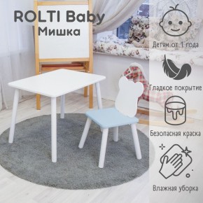 Детский комплект стол и стул «Мишка» Rolti Baby  (голубая столешница/голубое сиденье/белые ножки) в Ялуторовске - yalutorovsk.mebel24.online | фото