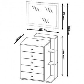 Камелия Комод + Зеркало, цвет дуб сонома, ШхГхВ 80х46,8х178 см., НЕ универсальная сборка в Ялуторовске - yalutorovsk.mebel24.online | фото 4