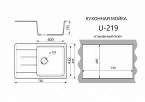 Каменная мойка ULSTONE U-219 (755х505) в Ялуторовске - yalutorovsk.mebel24.online | фото 2