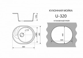 Каменная мойка ULSTONE U-320 (560х460) в Ялуторовске - yalutorovsk.mebel24.online | фото 2