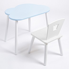 Комплект детский стол ОБЛАЧКО и стул КОРОНА ROLTI Baby (голубая  столешница/белое сиденье/белые ножки) в Ялуторовске - yalutorovsk.mebel24.online | фото