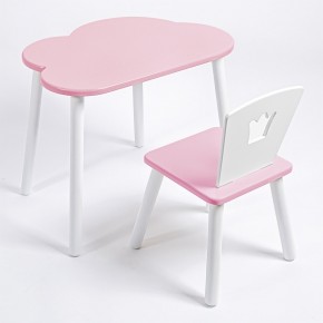 Комплект детский стол ОБЛАЧКО и стул КОРОНА ROLTI Baby (розовая столешница/розовое сиденье/белые ножки) в Ялуторовске - yalutorovsk.mebel24.online | фото