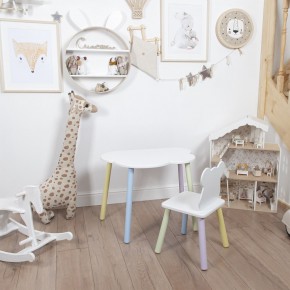 Комплект детский стол ОБЛАЧКО и стул МИШКА ROLTI Baby (белая столешница/белое сиденье/цветные ножки) в Ялуторовске - yalutorovsk.mebel24.online | фото