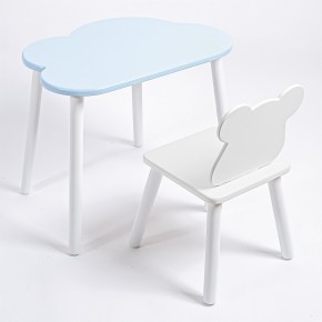 Комплект детский стол ОБЛАЧКО и стул МИШКА ROLTI Baby (голубая столешница/белое сиденье/белые ножки) в Ялуторовске - yalutorovsk.mebel24.online | фото