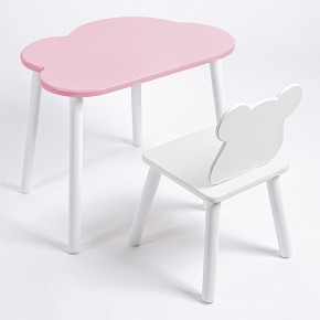 Комплект детский стол ОБЛАЧКО и стул МИШКА ROLTI Baby (розовая столешница/белое сиденье/белые ножки) в Ялуторовске - yalutorovsk.mebel24.online | фото