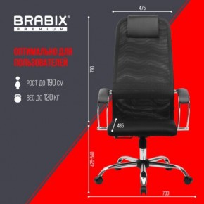 Кресло BRABIX PREMIUM "Ultimate EX-800" хром, плотная двойная сетка Х2, черное, 532911 в Ялуторовске - yalutorovsk.mebel24.online | фото 6