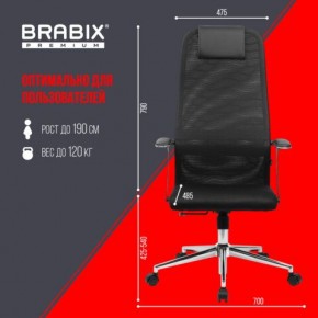 Кресло BRABIX PREMIUM "Ultimate EX-801" хром, плотная двойная сетка Х2, черное, 532917 в Ялуторовске - yalutorovsk.mebel24.online | фото 7