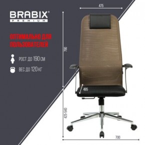 Кресло BRABIX PREMIUM "Ultimate EX-801" хром, плотная двойная сетка Х2, черное/коричневое, 532920 в Ялуторовске - yalutorovsk.mebel24.online | фото 6