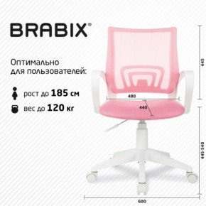 Кресло BRABIX "Fly MG-396W", с подлокотниками, пластик белый, сетка, розовое, 533008 в Ялуторовске - yalutorovsk.mebel24.online | фото 5