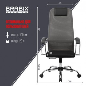 Кресло офисное BRABIX PREMIUM "Ultimate EX-800" хром, плотная двойная сетка Х2, черное/серое, 532912 в Ялуторовске - yalutorovsk.mebel24.online | фото 3