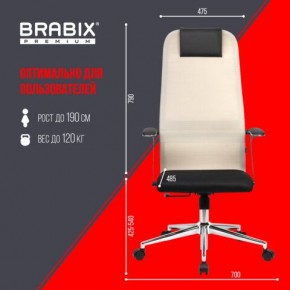 Кресло офисное BRABIX PREMIUM "Ultimate EX-801" хром, плотная двойная сетка Х2, черное/бежевое, 532919 в Ялуторовске - yalutorovsk.mebel24.online | фото 6