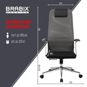 Кресло офисное BRABIX PREMIUM "Ultimate EX-801" хром, плотная двойная сетка Х2, черное/серое, 532918 в Ялуторовске - yalutorovsk.mebel24.online | фото 5