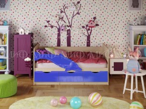 Кровать Дельфин-1 800*1600 (Синий металлик/дуб крафт белый) в Ялуторовске - yalutorovsk.mebel24.online | фото