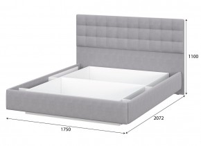 Кровать двойная №2 (универсальная 1.6х2.0) Серия 2 + основание (Белый/Серый ткань/Квадро Серый ткань) в Ялуторовске - yalutorovsk.mebel24.online | фото 2