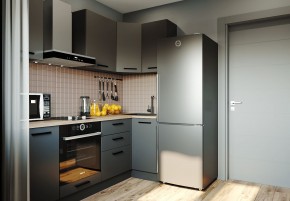 Кухня угловая Антрацит 2200х1000 (Стол. 38мм) в Ялуторовске - yalutorovsk.mebel24.online | фото 1