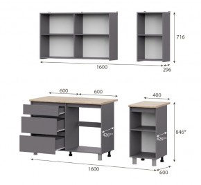 Кухонный гарнитур ДЕНВЕР (1600) Графит серый/Дуб Сонома в Ялуторовске - yalutorovsk.mebel24.online | фото 2