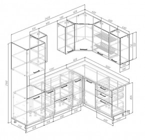 Кухонный гарнитур угловой Трансильвания 2400x1600 мм (Стол. 38 мм) в Ялуторовске - yalutorovsk.mebel24.online | фото 2