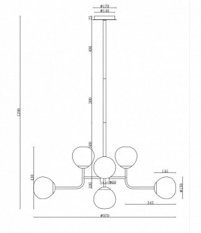 Люстра на штанге Maytoni Erich MOD221-PL-08-N в Ялуторовске - yalutorovsk.mebel24.online | фото 3