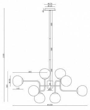 Люстра на штанге Maytoni Erich MOD221-PL-12-N в Ялуторовске - yalutorovsk.mebel24.online | фото 3
