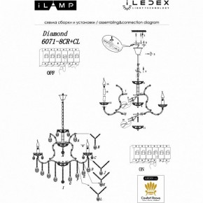 Подвесная люстра iLamp Diamond 6071-8 CR+CL в Ялуторовске - yalutorovsk.mebel24.online | фото 2
