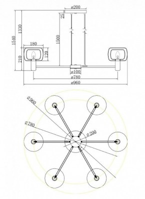 Подвесная люстра Maytoni Vision MOD411PL-06G в Ялуторовске - yalutorovsk.mebel24.online | фото 6