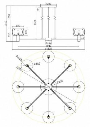 Подвесная люстра Maytoni Vision MOD411PL-08G в Ялуторовске - yalutorovsk.mebel24.online | фото 4