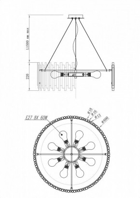 Подвесной светильник Maytoni Coliseo MOD135PL-08BS в Ялуторовске - yalutorovsk.mebel24.online | фото 5